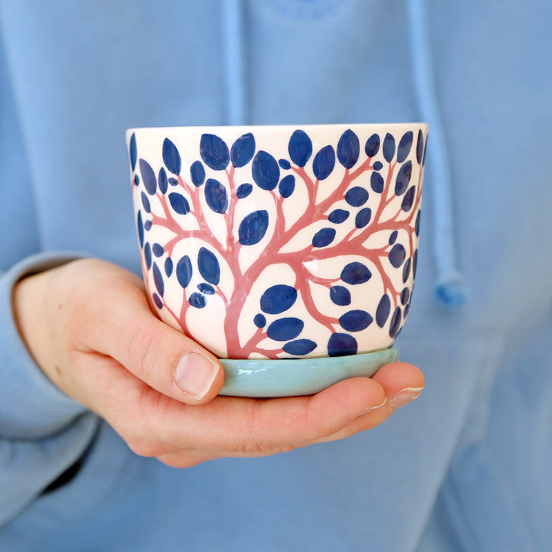 Pot "Feuillage du soir" + coupelle assortie
