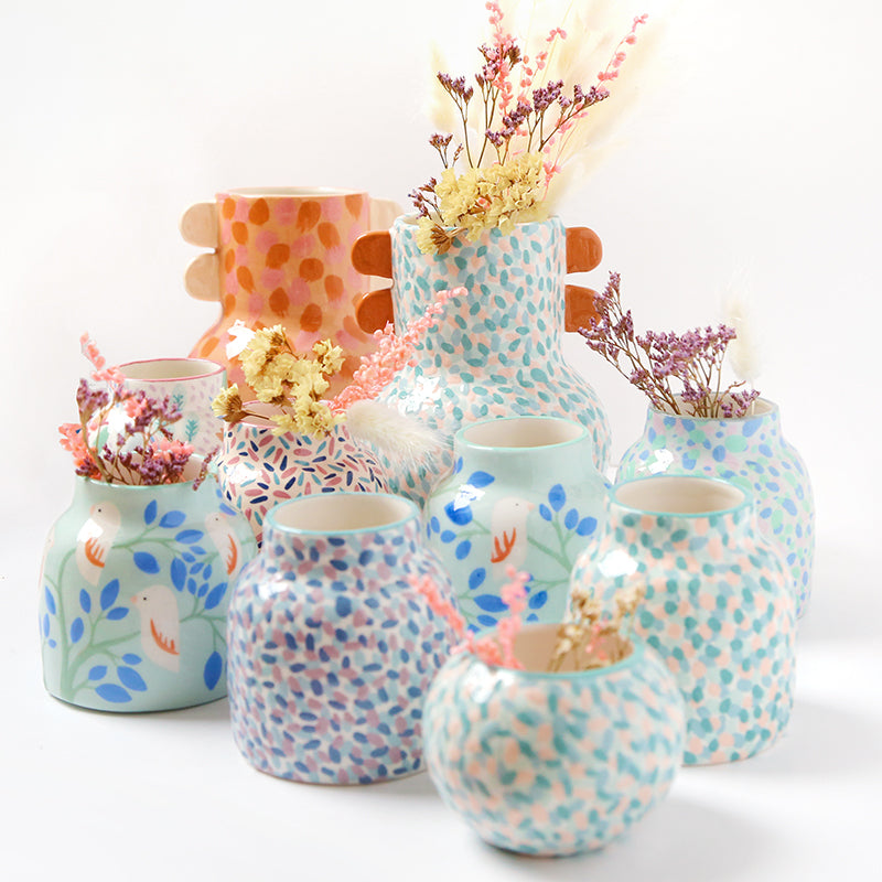 Vase with ears "Mauve Flowers"