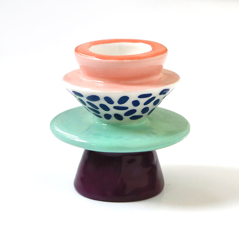 Bougeoir - Taïwé - Prune, vert & rose