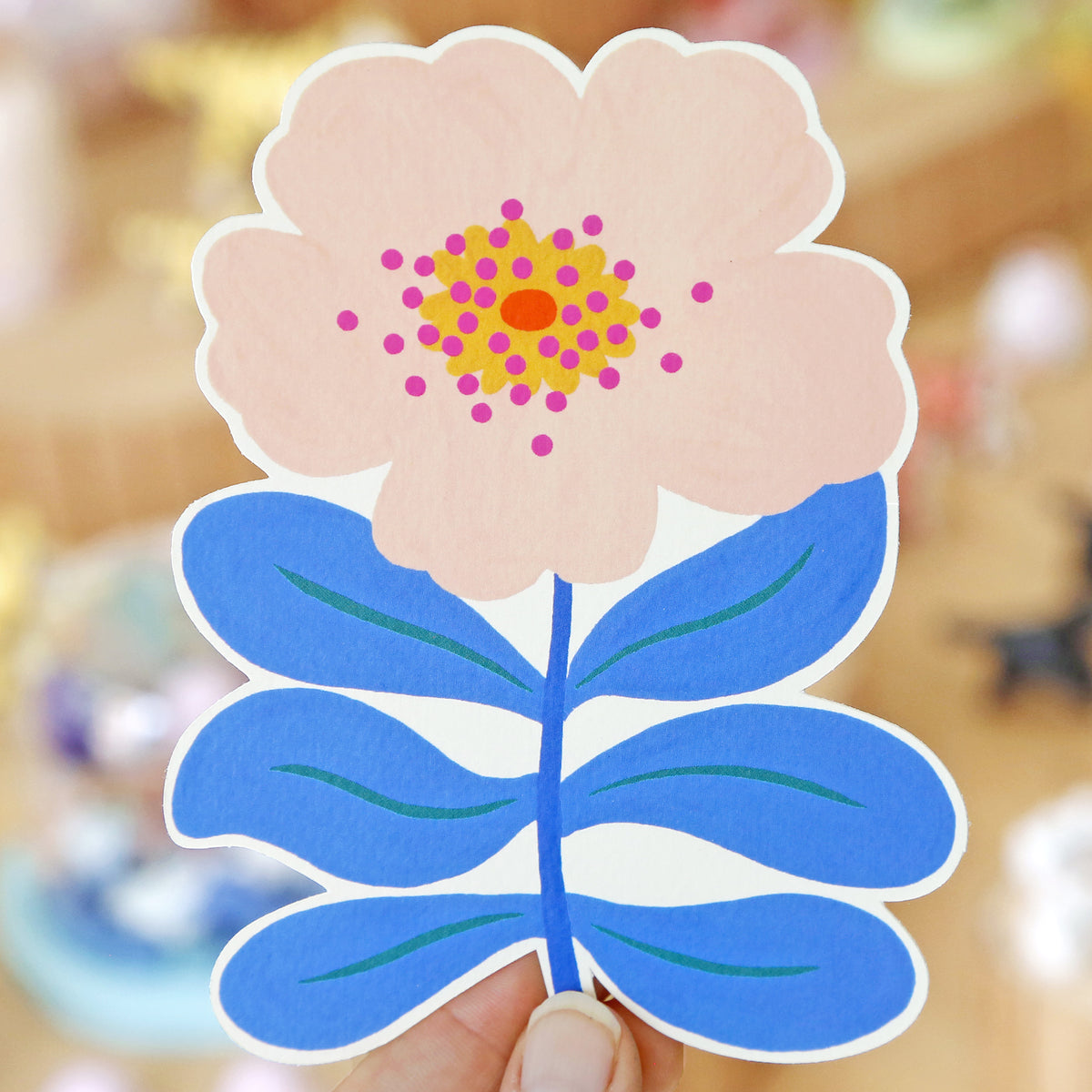 Carte découpée "Fleur rose"