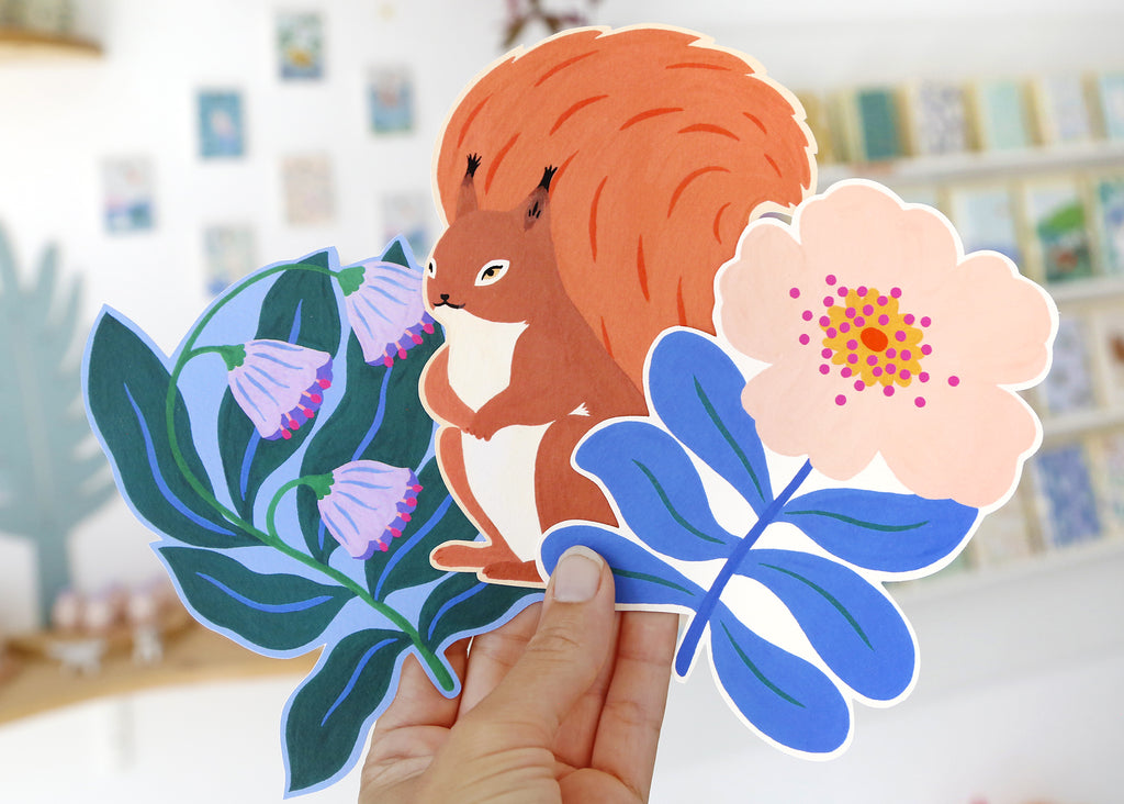 Carte découpée "Fleur rose"